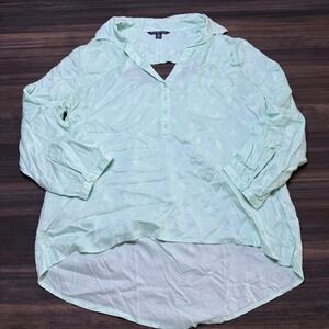 American Eagle Outfitters Tunic Top Button Down Feather Print S‎
